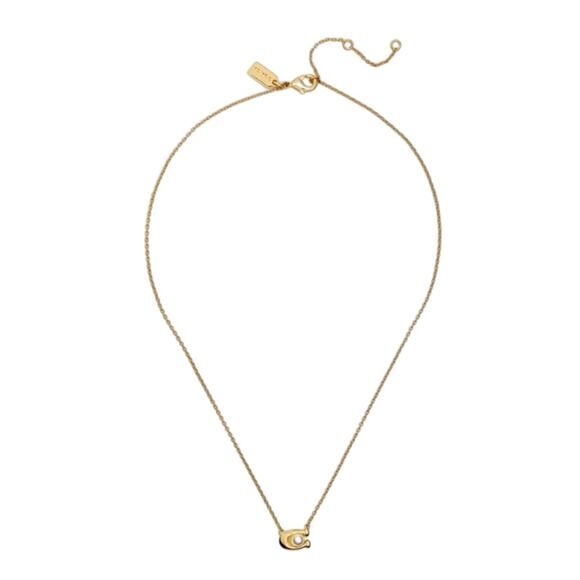 Coach Gold Pearl Signature C Pendant Necklace & Earrings set - NWT! - Picture 5 of 6